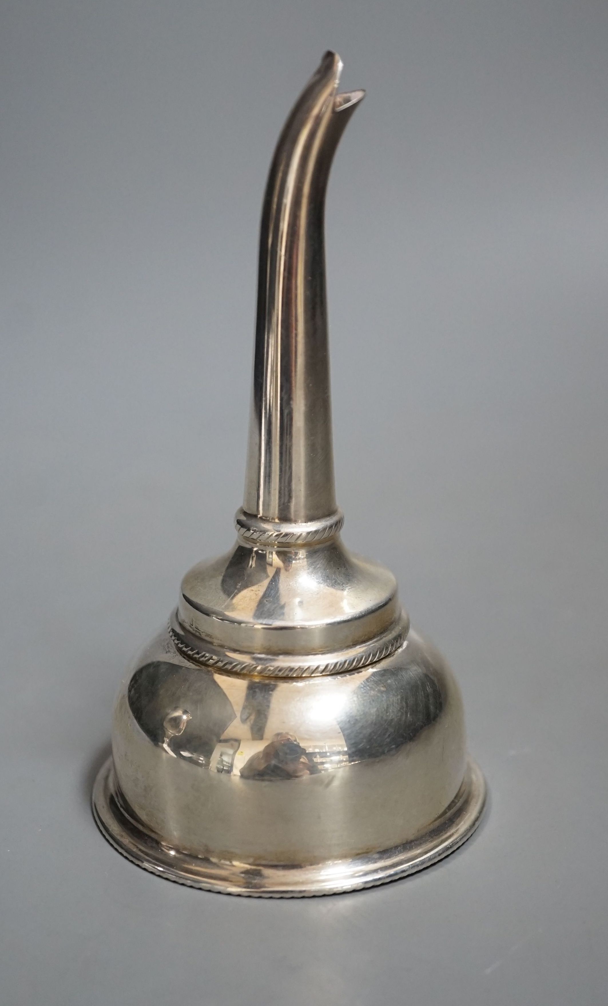 A modern silver wine funnel, Birmingham, 1962, 13.2cm, 69 grams.